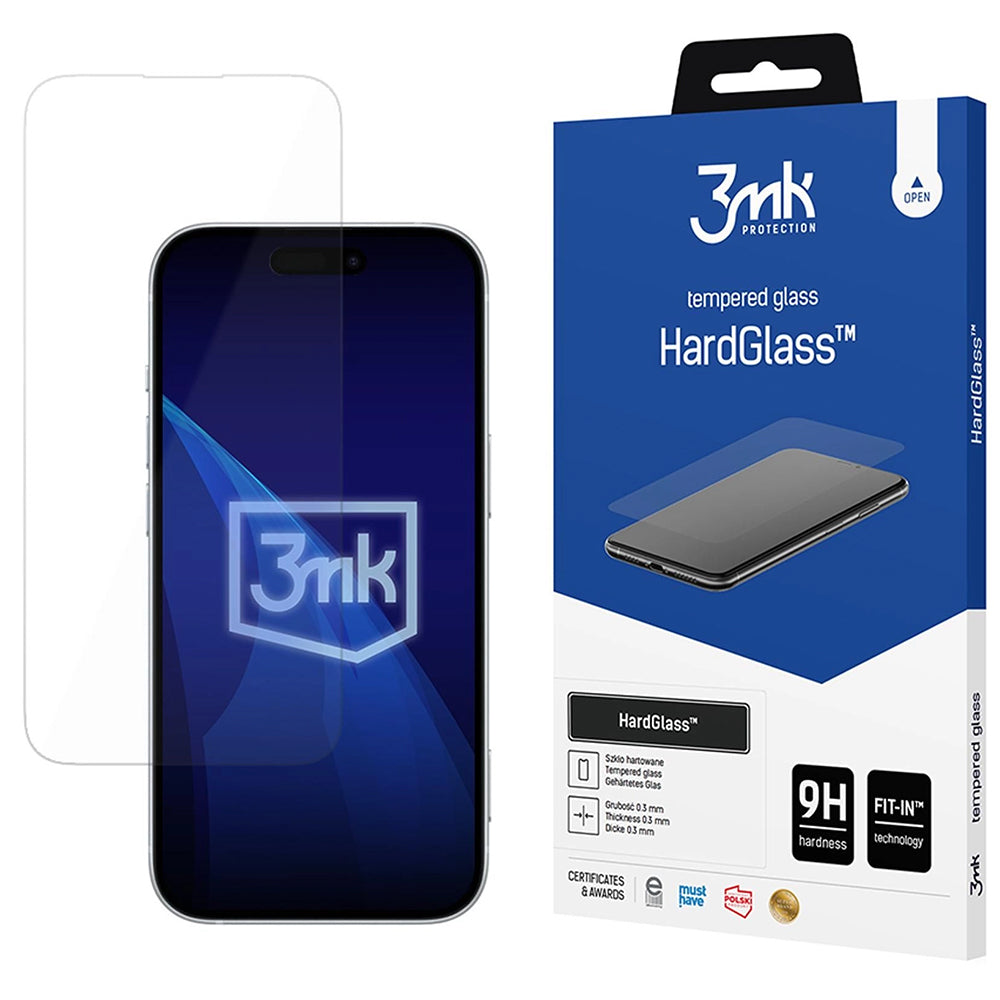 Zaštitna folija za ekran 3MK HardGlass za Apple iPhone 18 Pro / 17 Pro / 17 / 16 Pro, Kaljeno staklo, Full Glue
