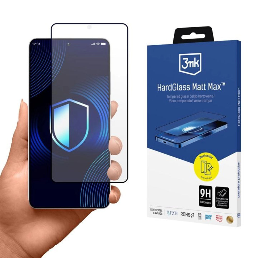 Zaštitna folija za ekran 3MK HardGlass za Samsung Galaxy S26 Ultra S948, Kaljeno staklo, Pun ljepilo, Crna