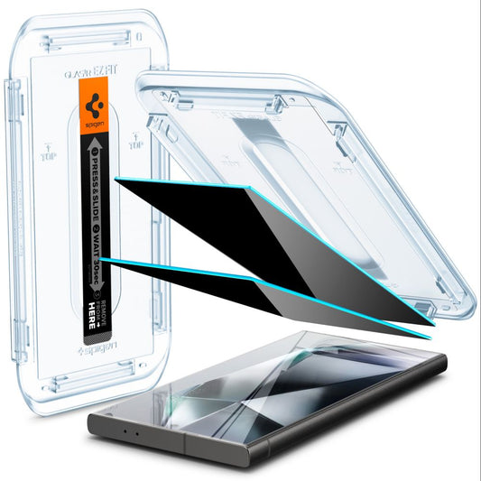 Zaštitna folija za ekran Privacy Spigen EZ FIT za Samsung Galaxy S24 Ultra S928, Kaljeno staklo, Pun ljepilo, Set od 2 komada