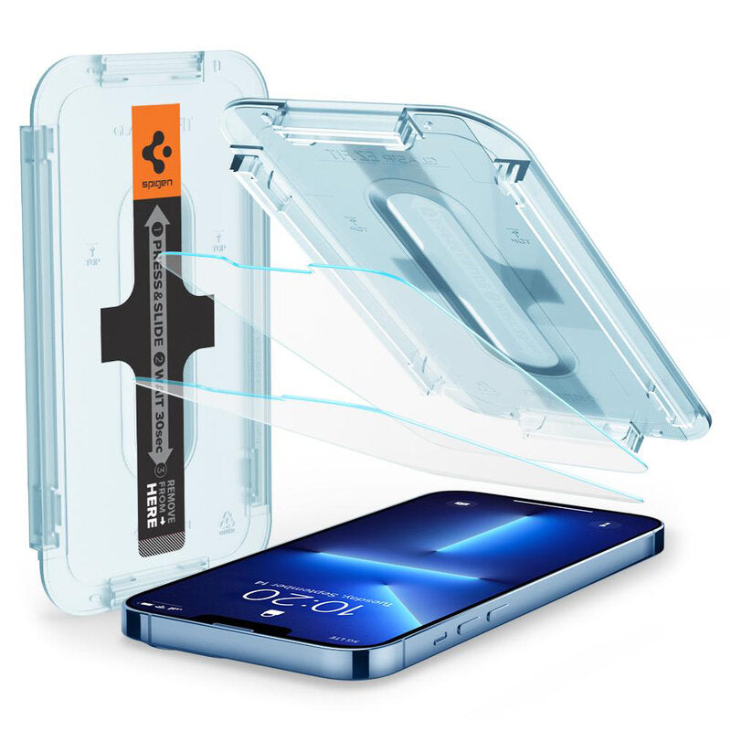 Zaštitna folija za ekran Spigen GlastR EZ FIT za Apple iPhone 17e / 16e / 14 / 13 Pro, Kaljeno staklo, Full Glue, Set 2 komada AGL03385