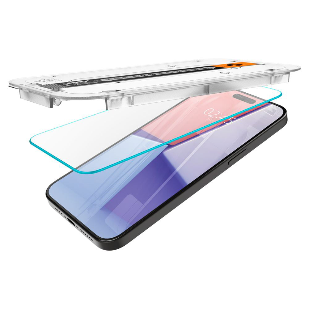 Zaštitna folija za ekran Spigen GlastR EZ FIT za Apple iPhone 15 Pro, Kaljeno staklo, Full Glue, Set 2 komada AGL06892