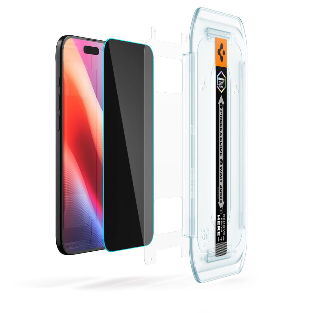 Zaštitna folija za ekran Privacy Spigen GlastR EZ FIT za Apple iPhone 17 Air, Kaljeno staklo, Full Glue, Set od 2 komada
