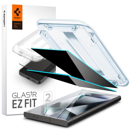 Zaštitna folija za ekran Privacy Spigen EZ FIT za Samsung Galaxy S24 Ultra S928, Kaljeno staklo, Pun ljepilo, Set od 2 komada