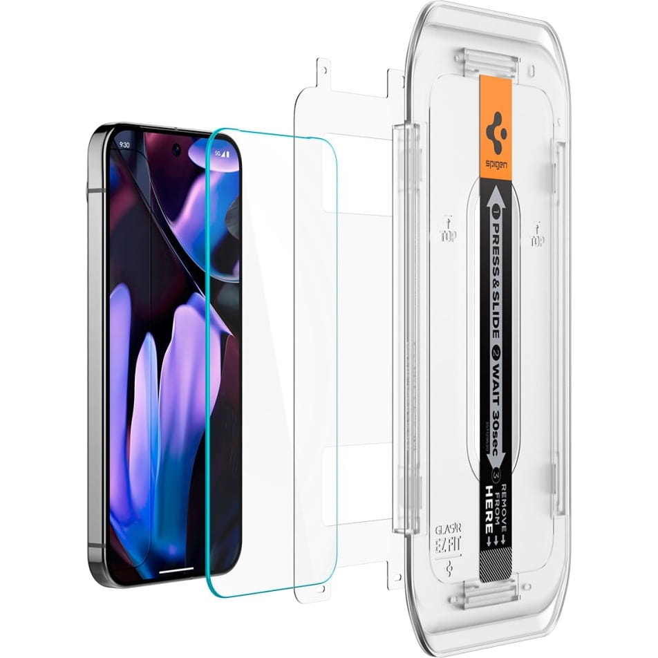 Zaštitna folija za ekran Spigen GlastR EZ FIT za Google Pixel 9 Pro XL, Kaljeno staklo, Full Glue, Set od 2 komada