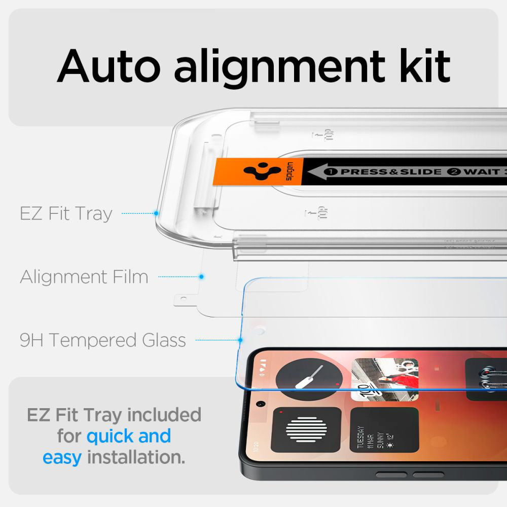Zaštitna folija za ekran Clear Spigen GlastR EZ FIT za Nothing Phone (3a) / Phone (3a) Pro, Kaljeno staklo, Full Glue AGL09429