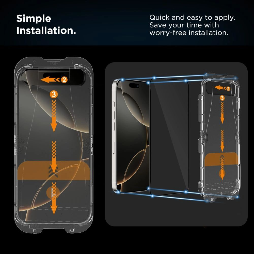 Zaštitna folija za ekran Tech-Protect Quick Set+ za Apple iPhone 17, Kaljeno staklo, Pun ljepilo, Set od 2 komada, Crna