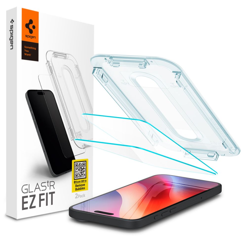 Zaštitna folija za ekran Spigen EZ FIT za Apple iPhone 16 Pro Max, Kaljeno staklo, Pun ljepilo, Set od 2 komada AGL07907