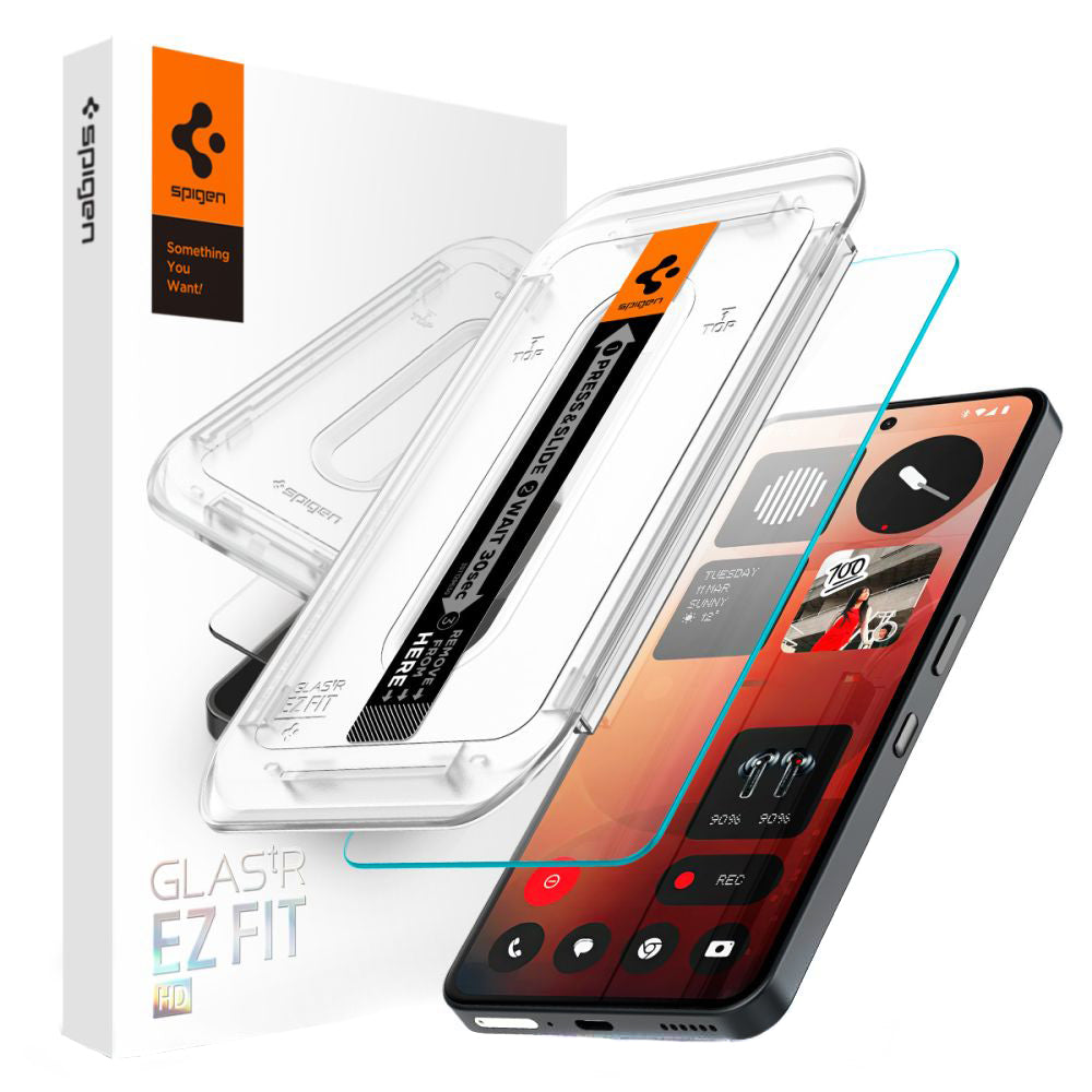Zaštitna folija za ekran Clear Spigen GlastR EZ FIT za Nothing Phone (3a) / Phone (3a) Pro, Kaljeno staklo, Full Glue AGL09429