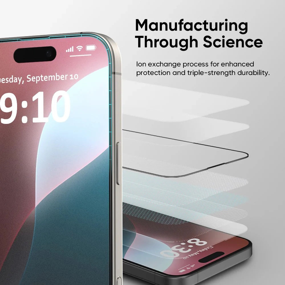 Zaštitna folija za ekran Anank 5X pojačana nevidljiva za Apple iPhone 17, Kaljeno staklo, Full Glue, 3D, Crna