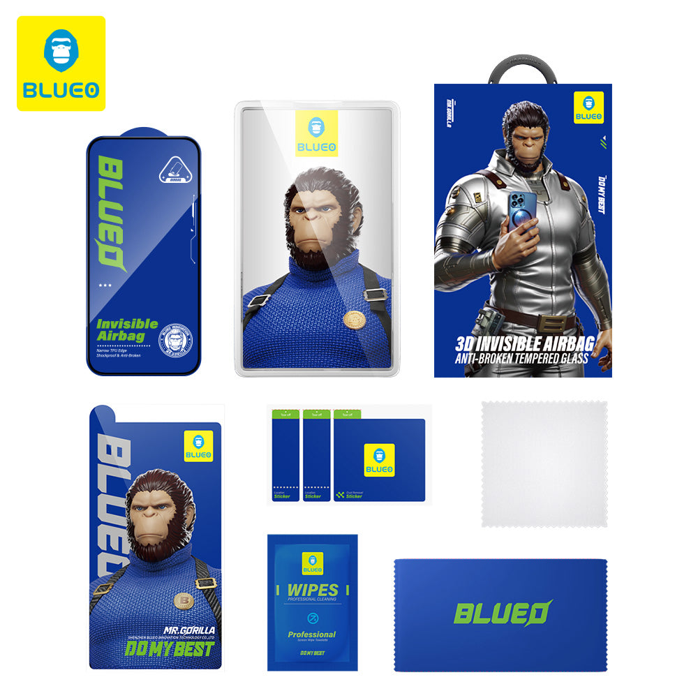 Zaštitna folija za ekran Blueo Anti-Broken za Apple iPhone 16 Plus / 15 Plus / 14 Pro Max, Kaljeno staklo, Full Glue, Crna