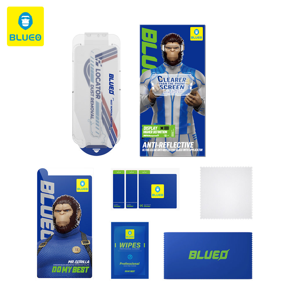 Zaštitna folija za ekran Blueo Anti-Reflective HD Applicator Pro za Apple iPhone 16 Pro, Kaljeno staklo, Full Glue, Crna