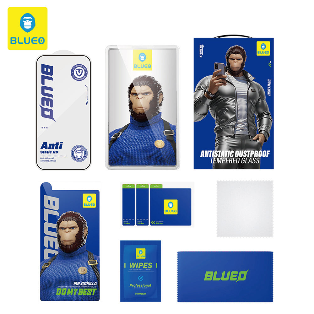 Zaštitna folija za ekran Blueo Anti-Static HD za Apple iPhone 12 / 12 Pro, Kaljeno staklo, Full Glue, Crna