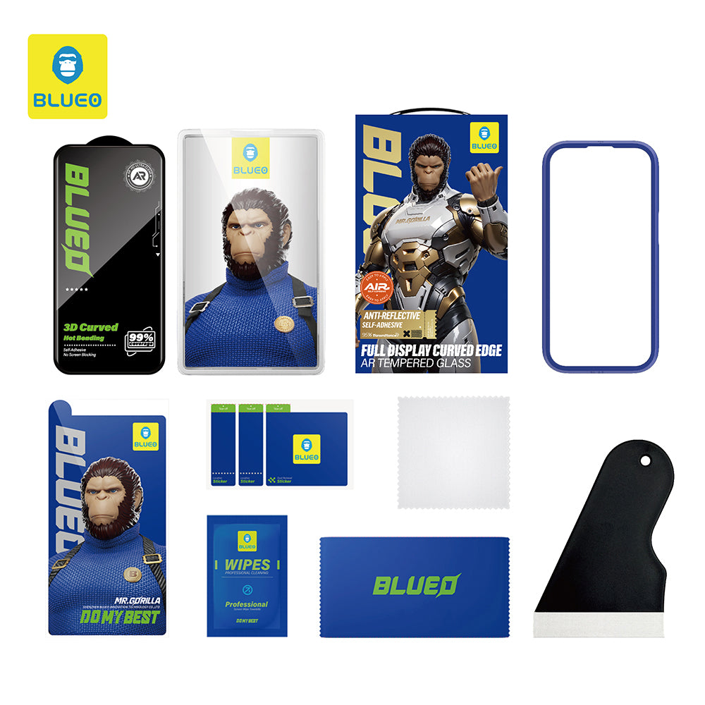 Zaštitna folija za ekran Blueo AR za Apple iPhone 16 Pro, Kaljeno staklo, Full Glue, 3D, Crna
