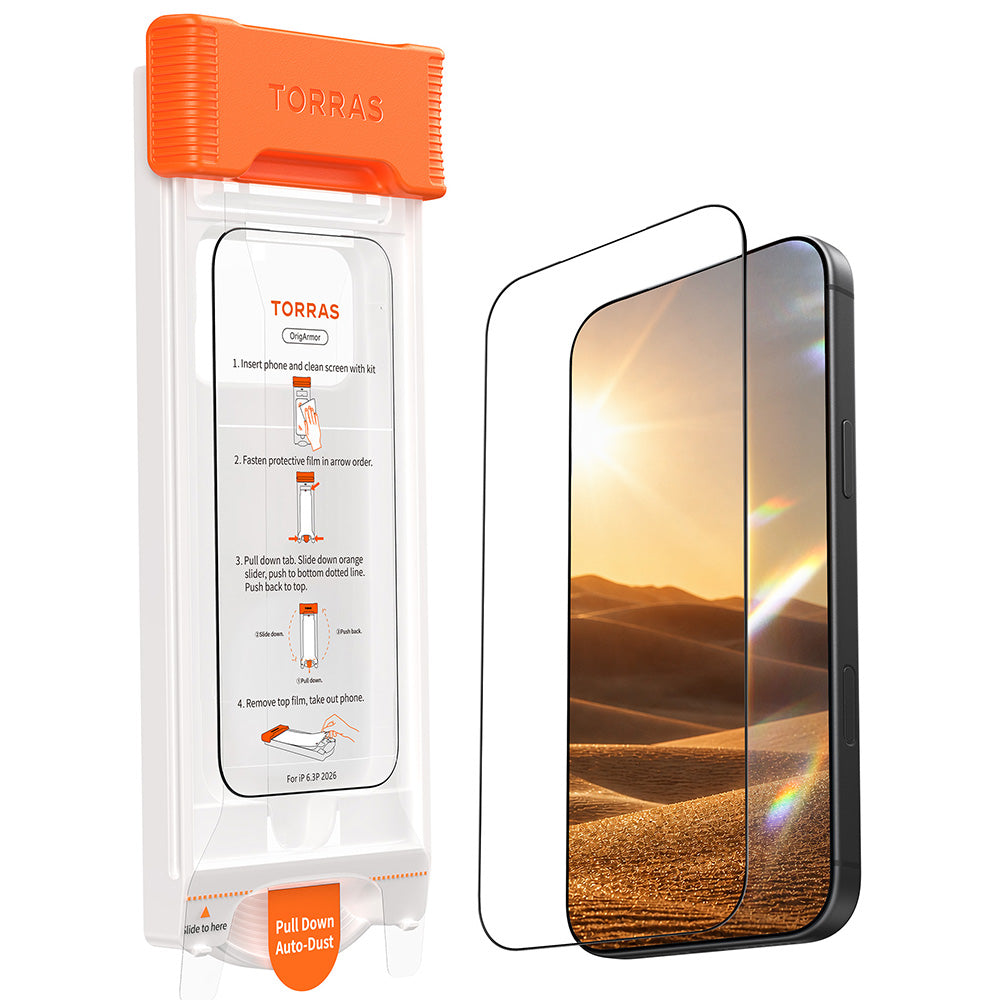 Zaštitna folija za ekran Torras OrigArmor za Apple iPhone 18 Pro Max / 17 Pro Max, Kaljeno staklo, Puno ljepilo