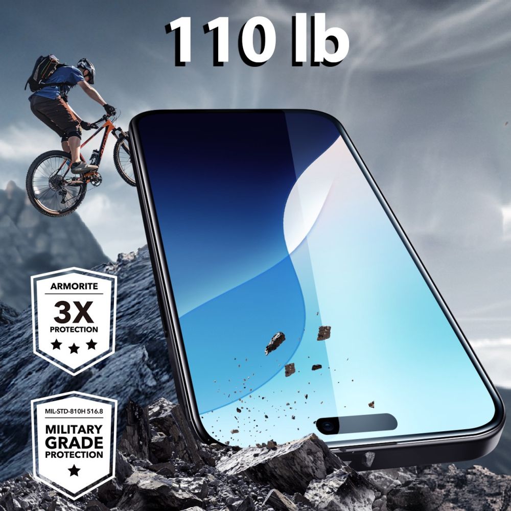 Zaštitna folija za ekran ESR Armorite za Apple iPhone 16 Plus / 15 Plus, Kaljeno staklo, Full Glue, Crna