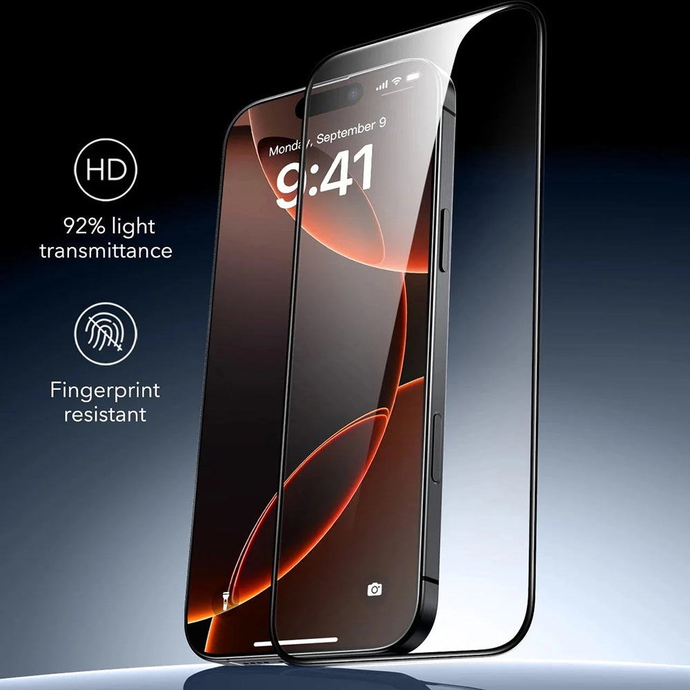 Zaštitna folija za ekran ESR Armorite UltraFit za Apple iPhone 17 Pro, Kaljeno staklo, Full Glue, Set od 3 komada, Crna