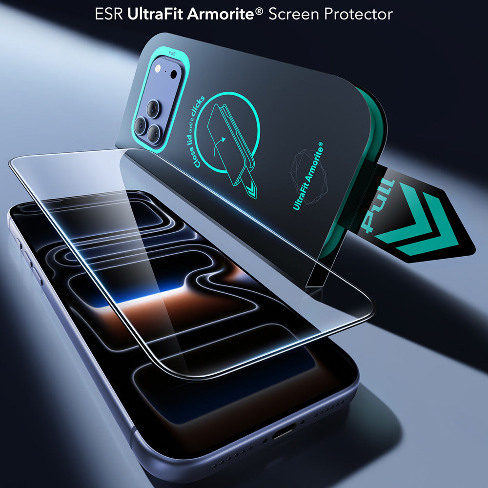 Zaštitna folija za ekran ESR Armorite UltraFit za Apple iPhone 18 Pro / 17 Pro, Kaljeno staklo, Full Glue, Set od 2 komada, Crna