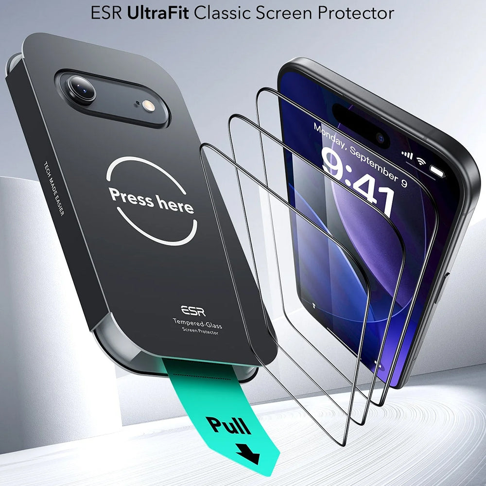 Zaštitna folija ESR UltraFit za ekran Apple iPhone 17 Air, Kaljeno staklo, Full Glue, Set od 3 komada
