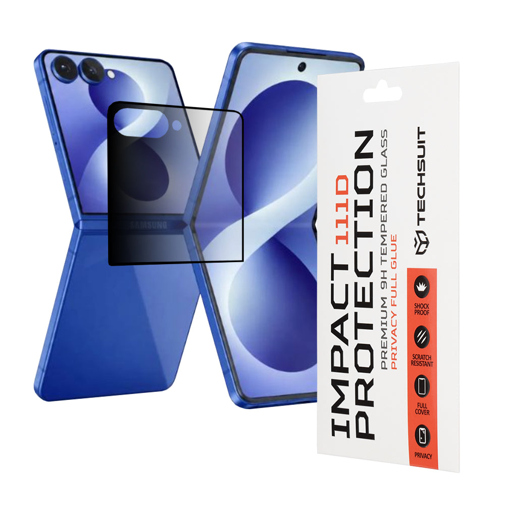 Zaštitna folija za vanjski ekran Privacy Techsuit za Samsung Galaxy Z Flip8 F776, Kaljeno staklo, Full Glue, 111D