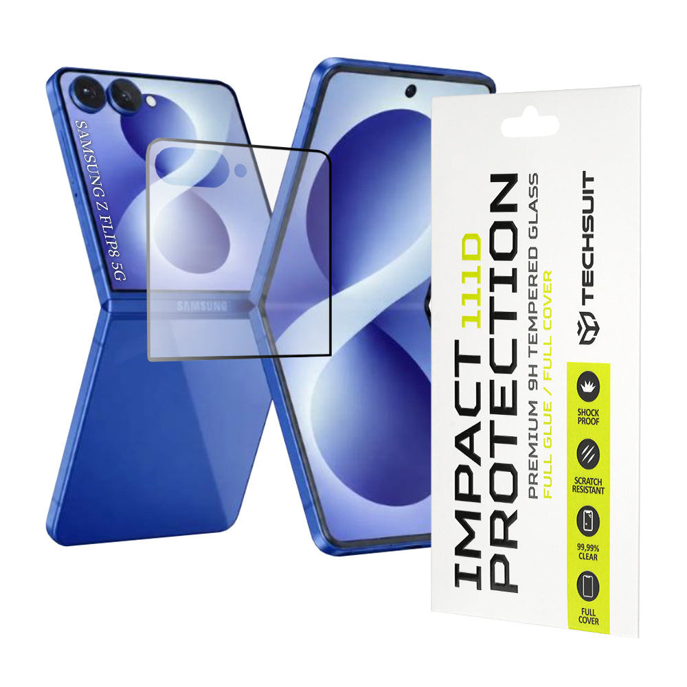 Zaštitna folija za vanjski ekran Techsuit za Samsung Galaxy Z Flip8 F776, Kaljeno staklo, Full Glue, 111D, Crna