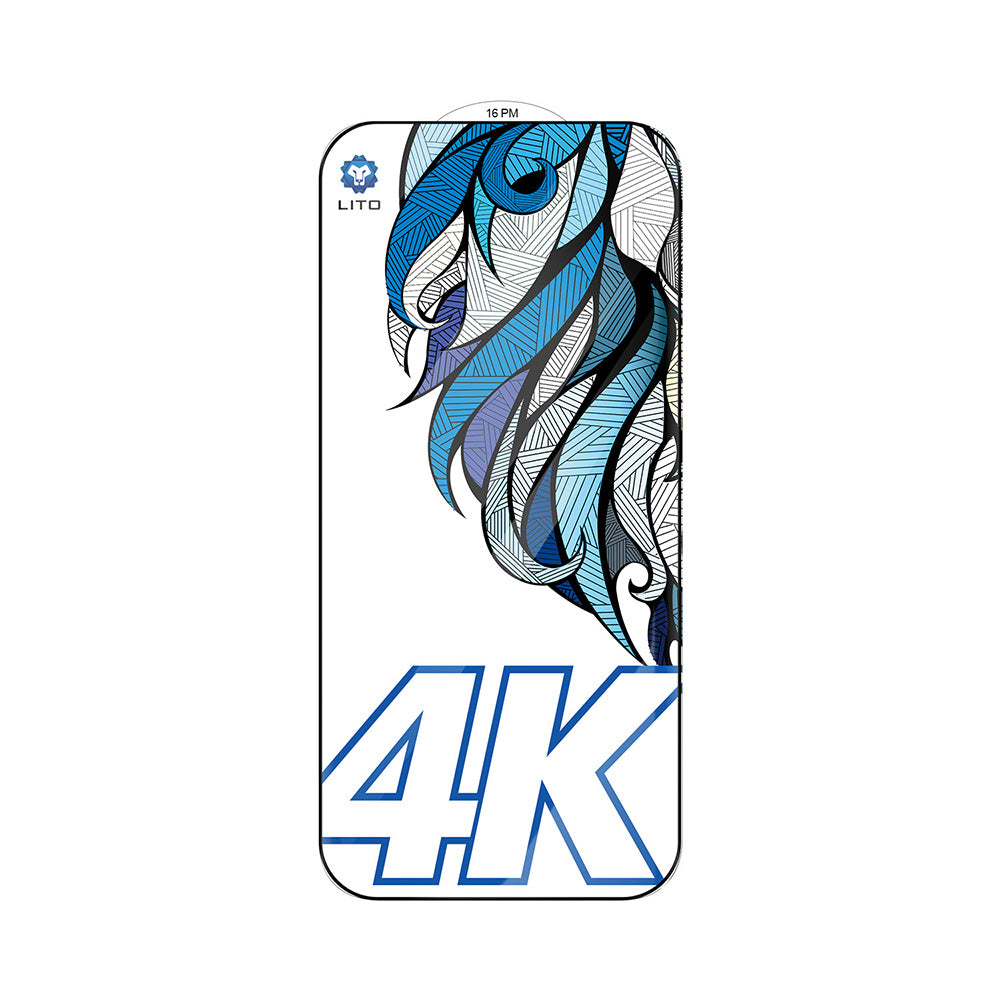 Zaštitna folija za ekran Lito D+ Max 4K za Apple iPhone 17 / 16 Pro, Kaljeno staklo, Full Glue, Crna