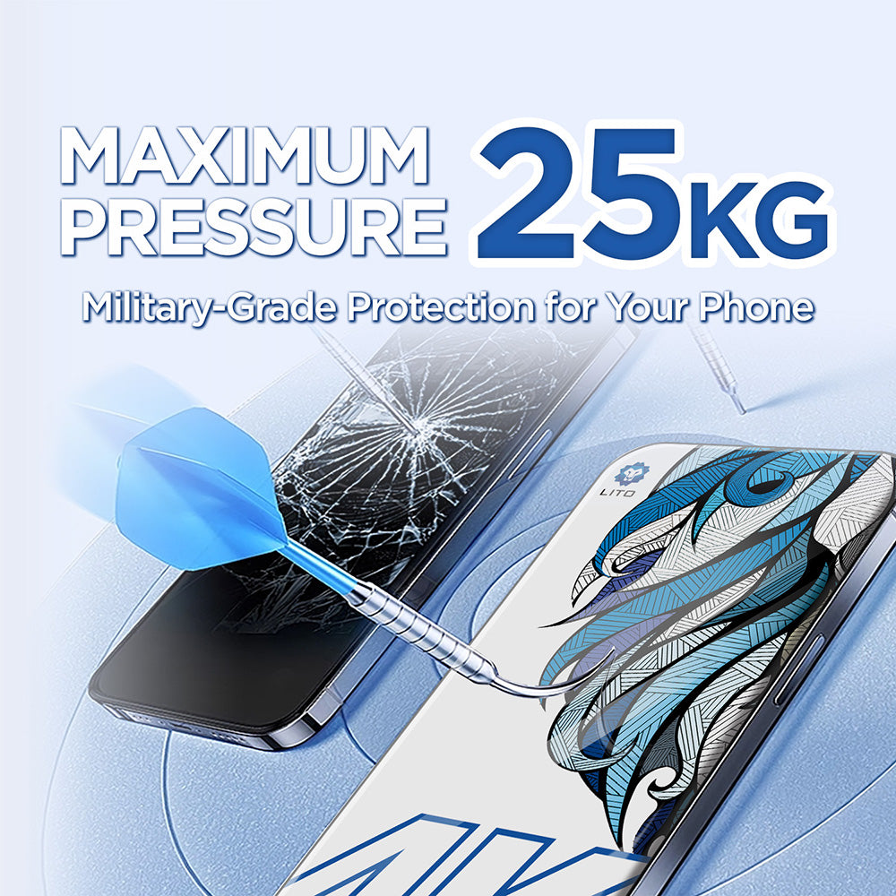 Zaštitna folija za ekran Lito D+ Max 4K za Apple iPhone 17 / 16 Pro, Kaljeno staklo, Full Glue, Crna