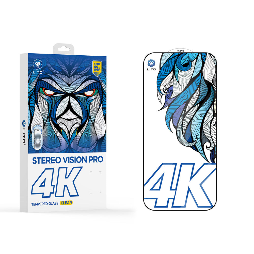 Zaštitna folija za ekran Lito D+ Max 4K za Apple iPhone 17 / 16 Pro, Kaljeno staklo, Full Glue, Crna