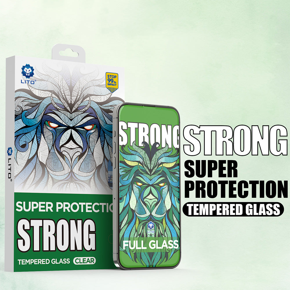 Zaštitna folija za ekran Lito D+ Max Strong za Apple iPhone 17 / 16 Pro, Kaljeno staklo, Full Glue, Crna