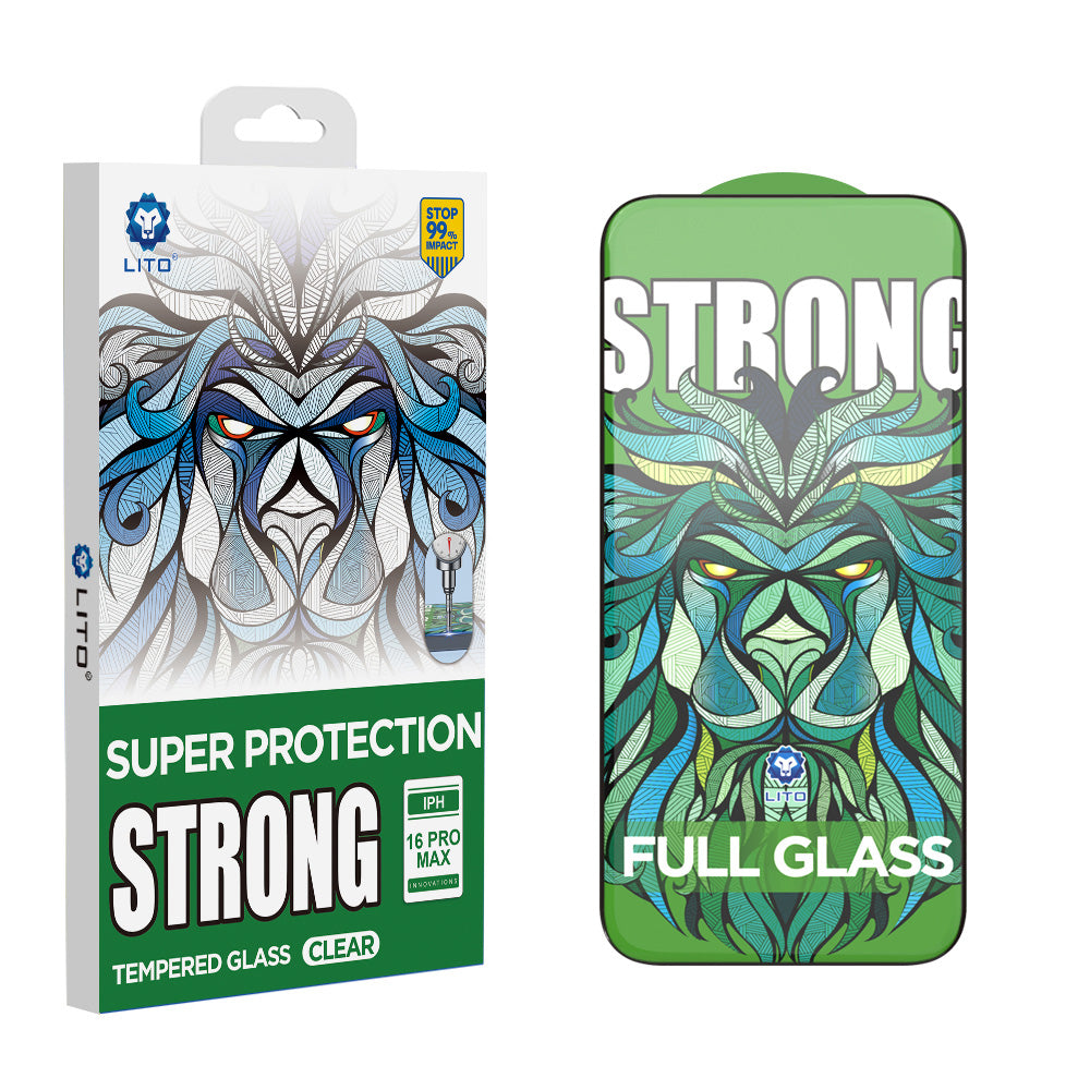 Zaštitna folija za ekran Lito D+ Max Strong za Apple iPhone 17 / 16 Pro, Kaljeno staklo, Full Glue, Crna