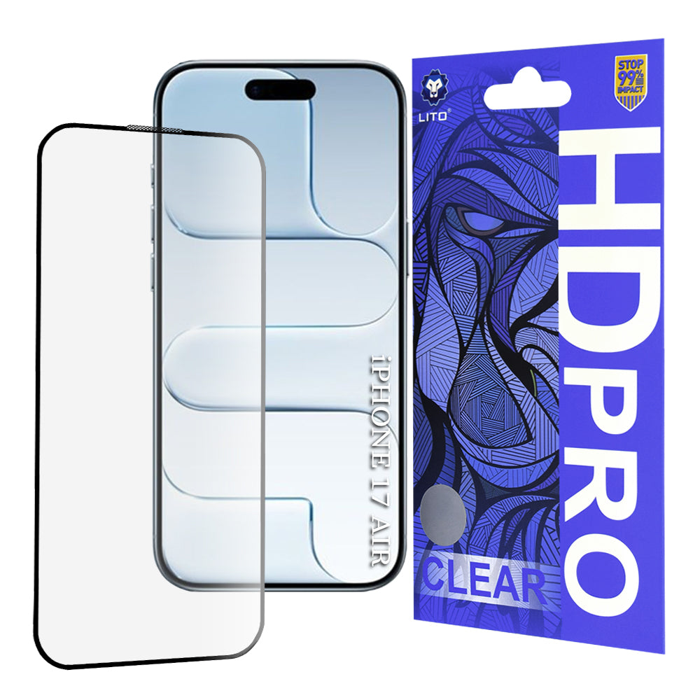 Zaštitna folija za ekran Lito HD Pro Clear za Apple iPhone 17 Air, Kaljeno staklo, Full Glue, Crna