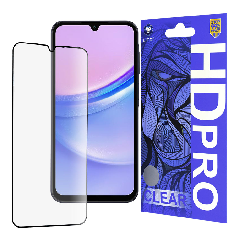 Zaštitna folija za ekran Lito HD Pro Clear za Samsung Galaxy A15 5G A156 / A15 A155 / A25 A256 / A24 4G A245, Kaljeno staklo, Full Glue, Crna