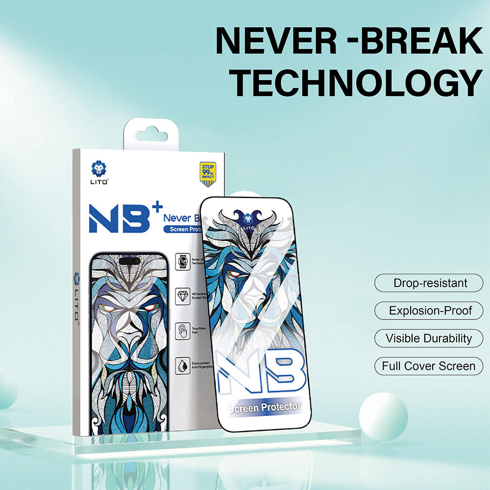 Zaštitna folija za ekran Lito NB za Apple iPhone 17 / 16 Pro, Kaljeno staklo, Full Glue, Crna