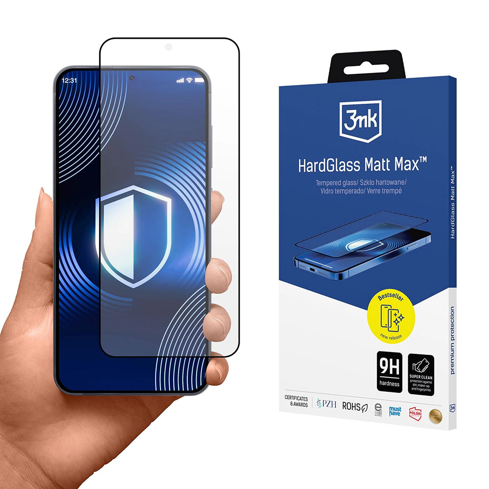 Zaštitna folija Matte 3MK Max za Samsung Galaxy S26 Plus S947, Kaljeno staklo, Full Glue, Crna
