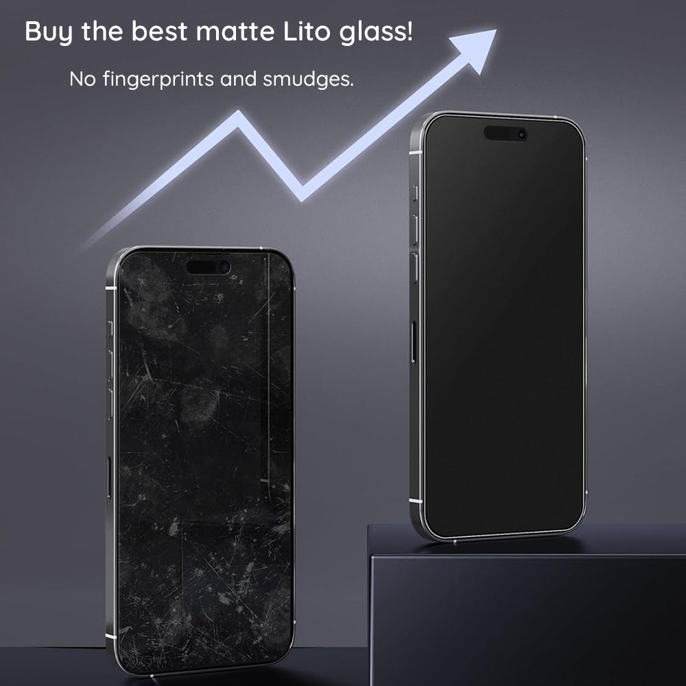 Zaštitna folija za ekran Matte Lito HD Pro za Apple iPhone 16 Plus, Kaljeno staklo, Puna ljepila, Crna