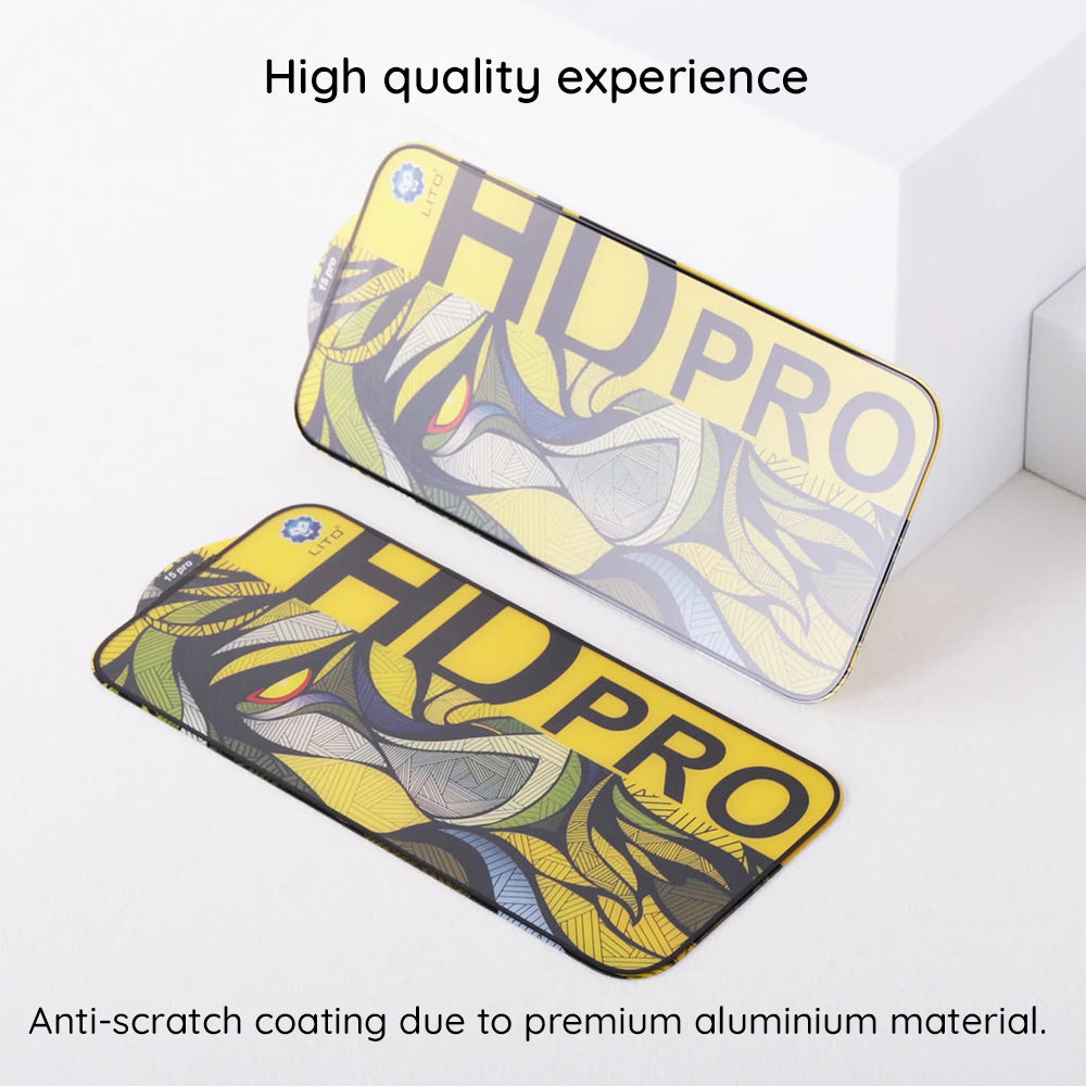 Zaštitna folija za ekran Matte Lito HD Pro za Apple iPhone 16 Pro Max, Kaljeno staklo, Full Glue, Crna
