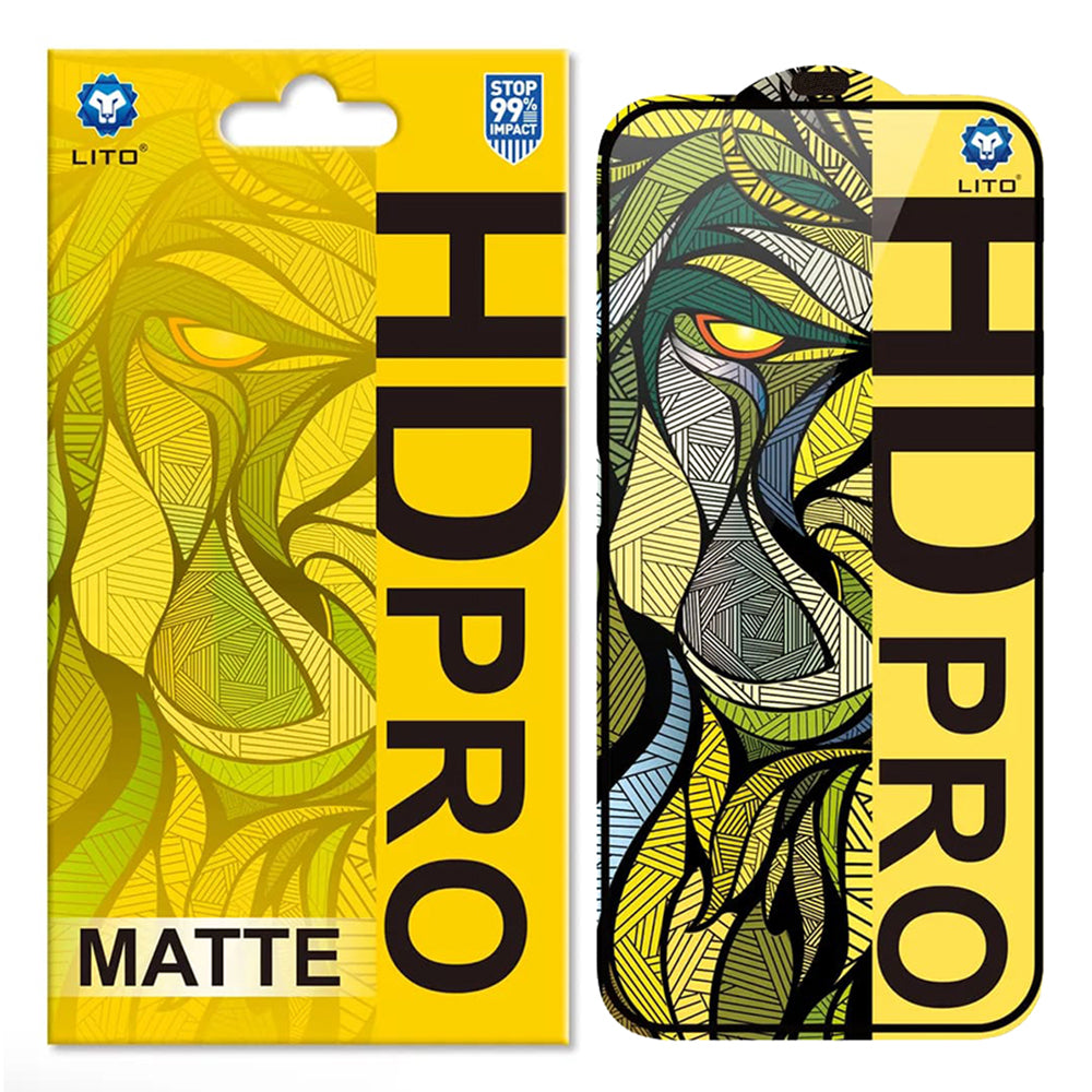 Zaštitna folija za ekran Matte Lito HD Pro za Apple iPhone 16 Pro Max, Kaljeno staklo, Full Glue, Crna
