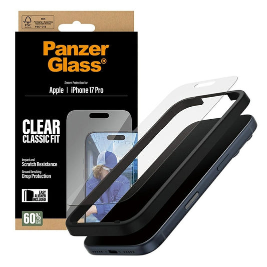 Zaštitna folija za ekran PanzerGlass Classic Fit EasyAligner za Apple iPhone 17 Pro, Kaljeno staklo, Full Glue