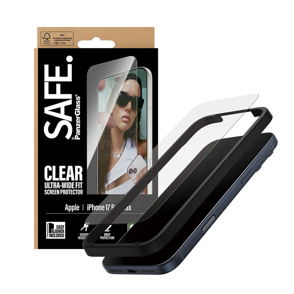 Zaštitna folija za ekran PanzerGlass Safe. Ultra-Wide Fit EasyAligner za Apple iPhone 17 Pro Max, Kaljeno staklo, Full Glue