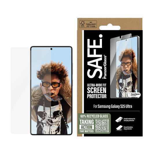 Zaštitna folija za ekran PanzerGlass Safe. Ultra-Wide Fit EasyAligner za Samsung Galaxy S25 Ultra S938, Kaljeno staklo, Full Glue
