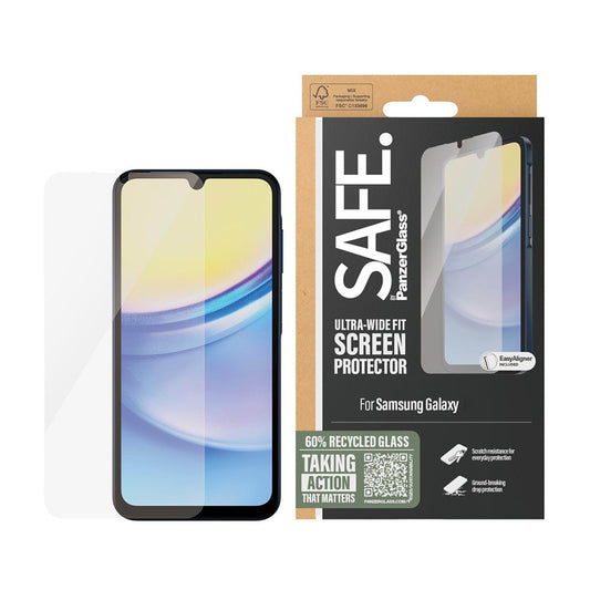 Zaštitna folija za ekran PanzerGlass Safe. Ultra-Wide Fit za Samsung Galaxy A16 5G A166 / A16 4G A165, Kaljeno staklo, Full Glue.