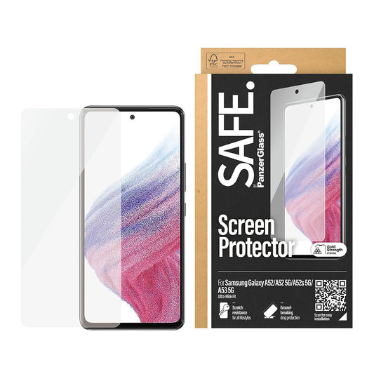 Zaštitna folija za ekran PanzerGlass Safe. Ultra-Wide Fit za Samsung Galaxy A53 5G A536 / A52s 5G A528 / A52 5G A526, Kaljeno staklo, Full Glue.