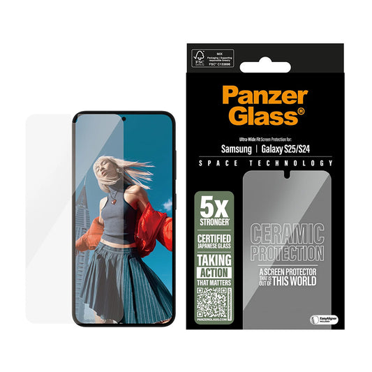 Zaštitna folija za ekran PanzerGlass Ultra-Wide Ceramic EasyAligner za Samsung Galaxy S25 S931 / S24 S921, Kaljeno staklo, Full Glue
