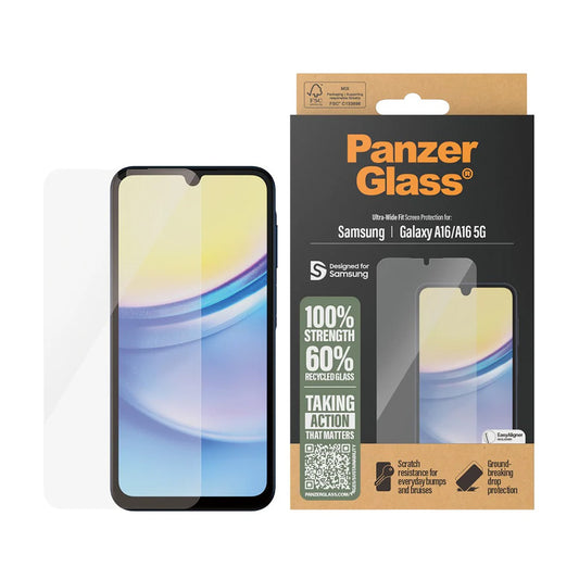 Zaštitna folija za ekran PanzerGlass Ultra-Wide Fit EasyAligner za Samsung Galaxy A16 5G A166 / A16 4G A165, Kaljeno staklo, Full Glue