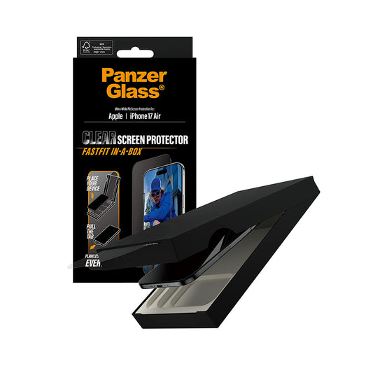Zaštitna folija za ekran PanzerGlass Ultra-Wide Fit Fastfit za Apple iPhone 17 Air, Kaljeno staklo, Full Glue, Crna