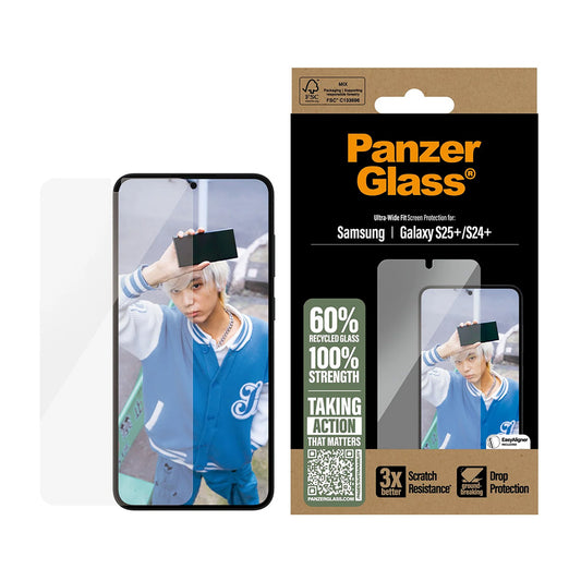 Zaštitna folija za ekran PanzerGlass Ultra-Wide Fit za Samsung Galaxy S25+ S936 / S24+ S926, Kaljeno staklo, Full Glue