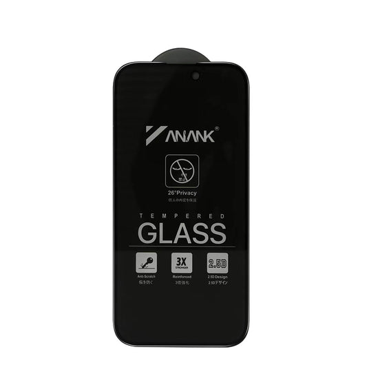 Zaštitna folija za ekran Privacy Anank 3X Reinforced za Apple iPhone 16 Pro Max, Kaljeno staklo, Full Glue, 2.5D