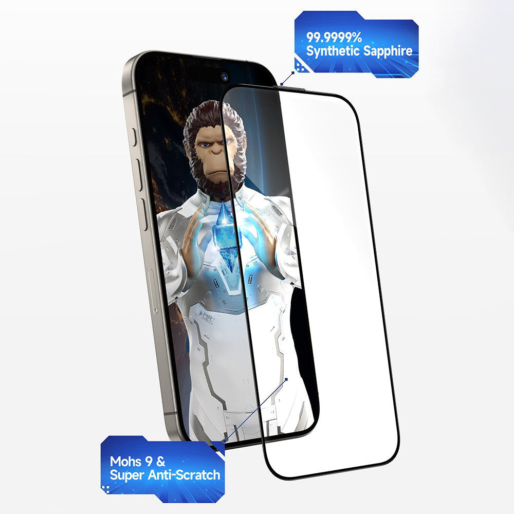 Zaštitna folija za ekran Privacy Blueo Sapphire Applicator Pro za Apple iPhone 17 Pro / 17 / 16 Pro, Kaljeno staklo, Full Glue