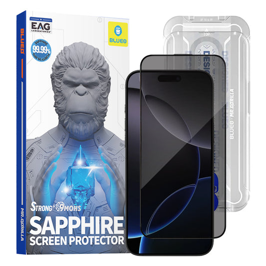 Zaštitna folija za ekran Privacy Blueo Sapphire Applicator Pro za Apple iPhone 17 Pro Max / 16 Pro Max, Kaljeno staklo, Full Glue