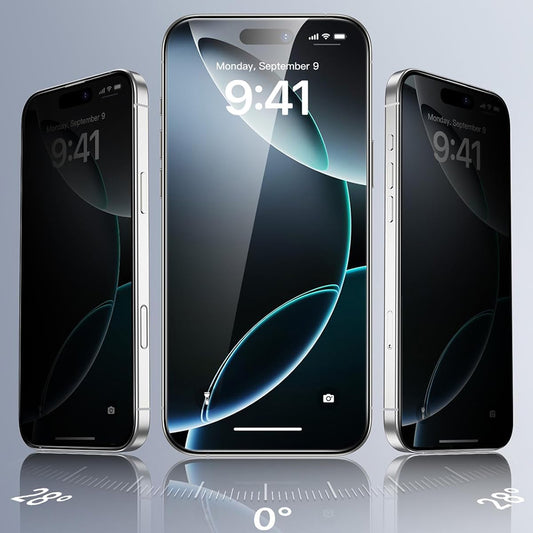 Zaštitna folija Ecran Privacy ESR za Apple iPhone 17 / 16 Pro, Kaljeno staklo, Full Glue, Set od 3 komada
