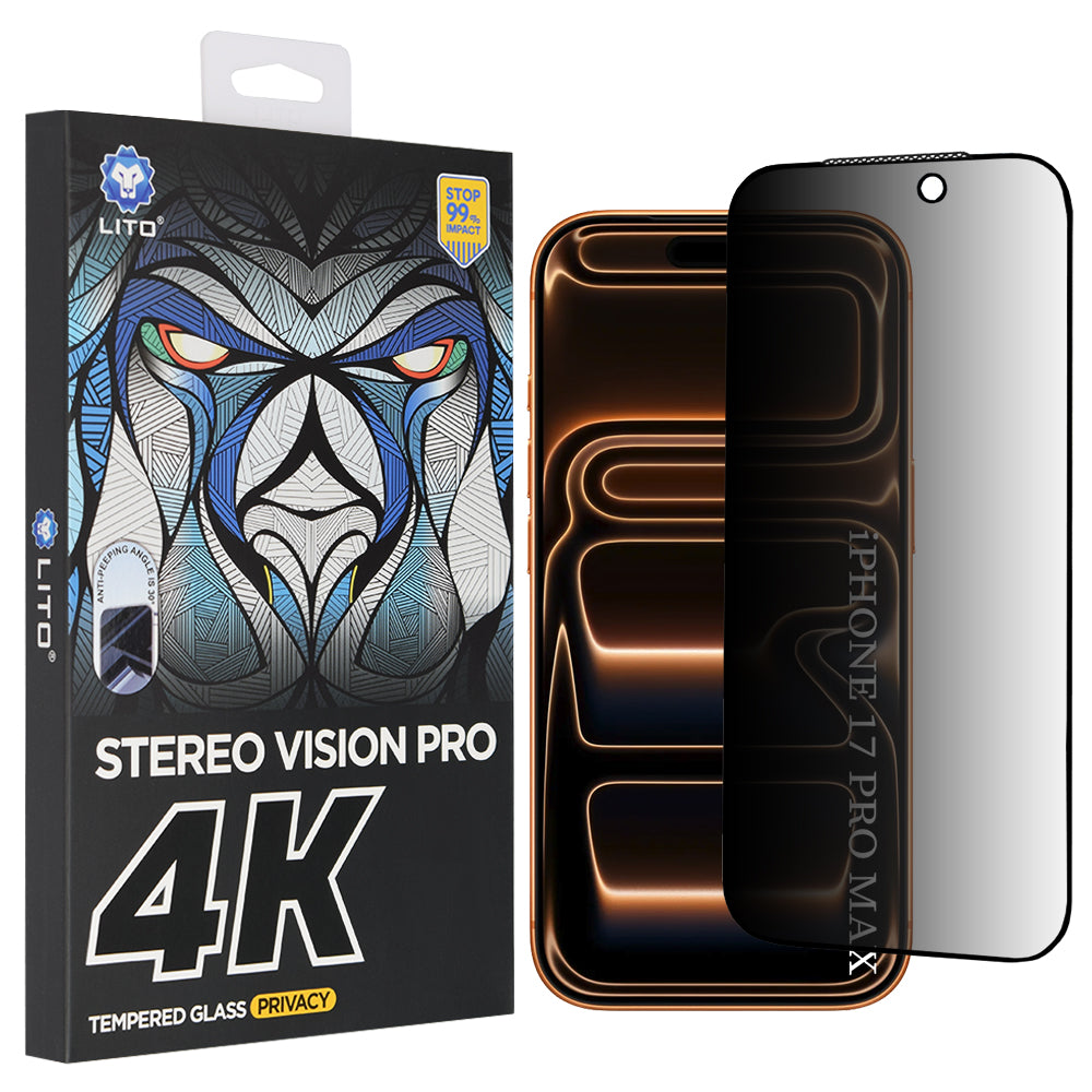 Zaštitna folija za ekran Privacy Lito D+ Max 4K za Apple iPhone 17 Pro Max, Kaljeno staklo, Full Glue
